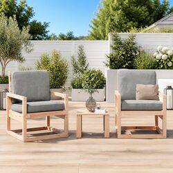 Solid Wood 3 Piece Garden Lounge Set with Armrests