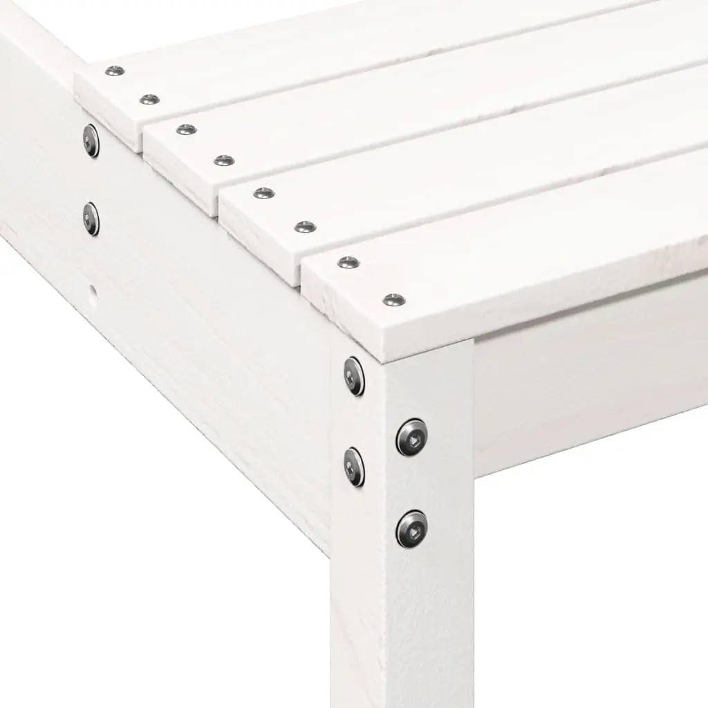 Outdoor Picnic Table White Solid Wood Garden Dining Bench Patio Furniture