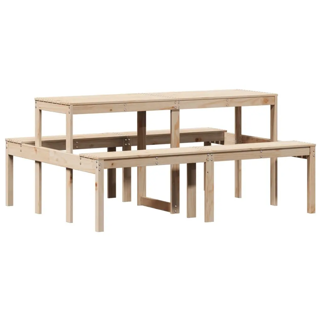Picnic Table 160x134x75 cm Outdoor Garden Dining Bench Solid Wood Pine Brown