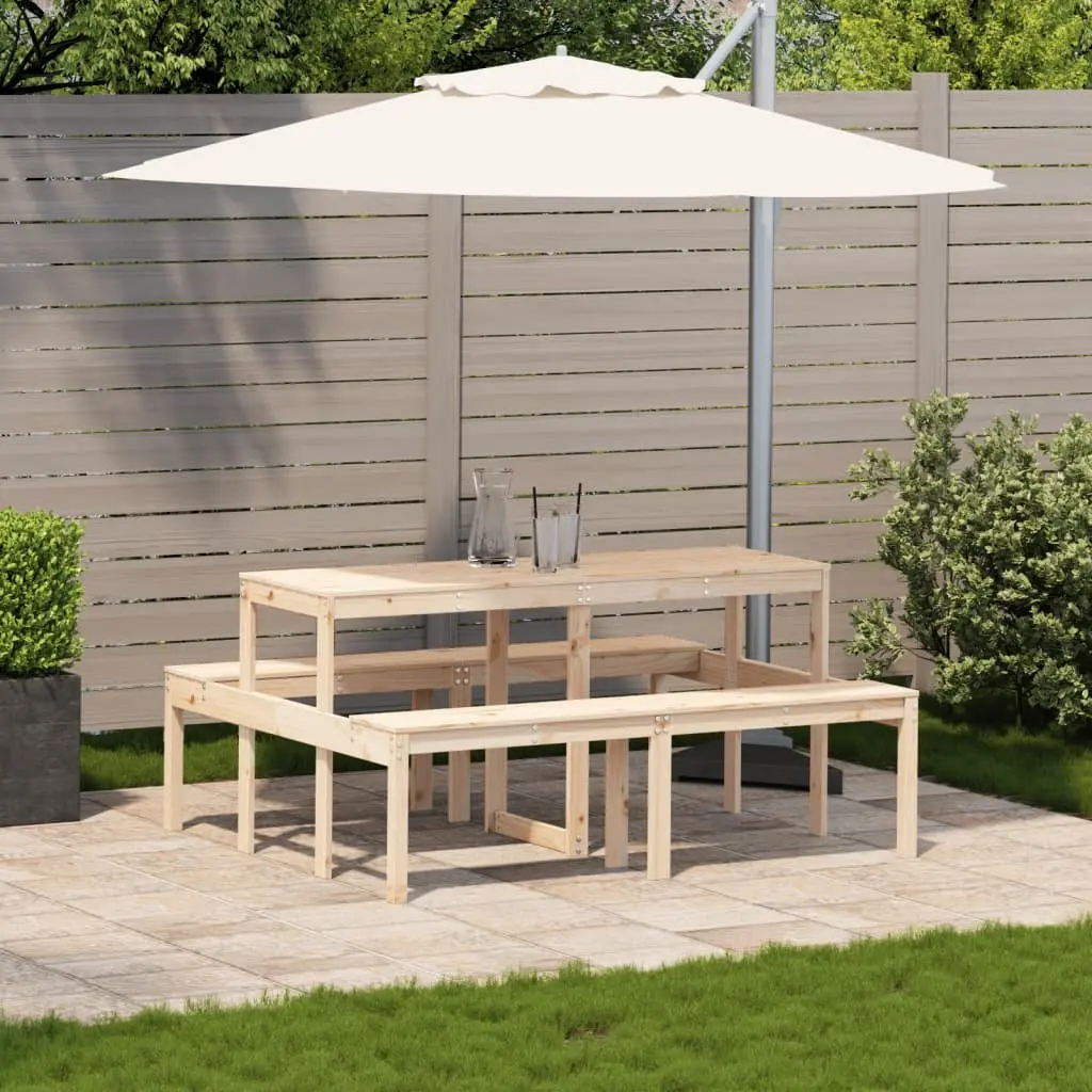Picnic Table 160x134x75 cm Outdoor Garden Dining Bench Solid Wood Pine Brown