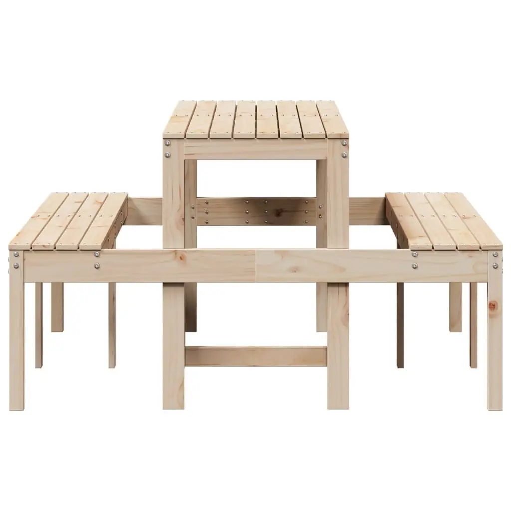 Picnic Table 160x134x75 cm Outdoor Garden Dining Bench Solid Wood Pine Brown