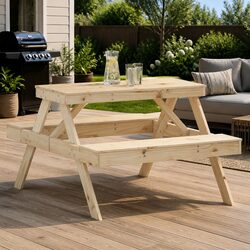 Solid Pine Picnic Table for Outdoor Gatherings 105x134x75 cm