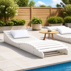 Outdoor White Wooden Sun Lounger for Relaxation