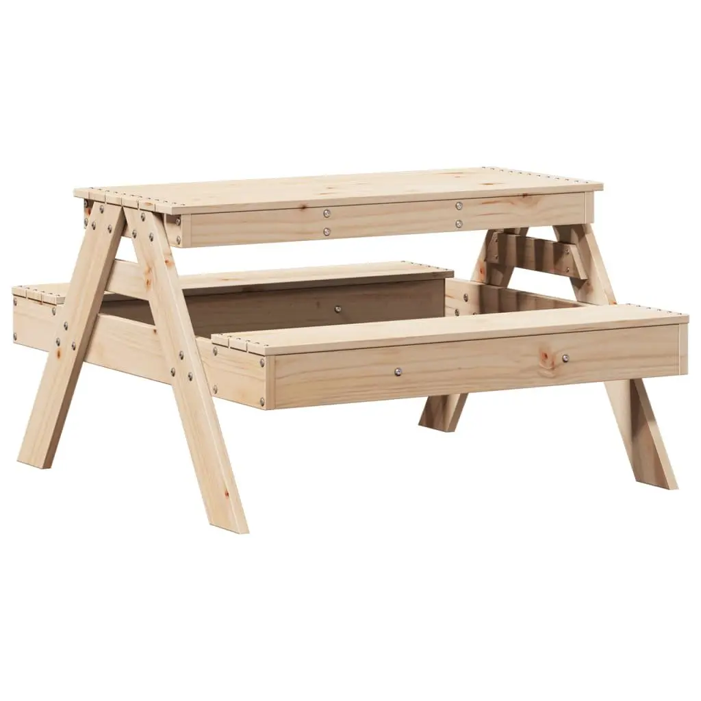 Kids Picnic Table Solid Pine Wood 88 x 97 x 52 cm Brown