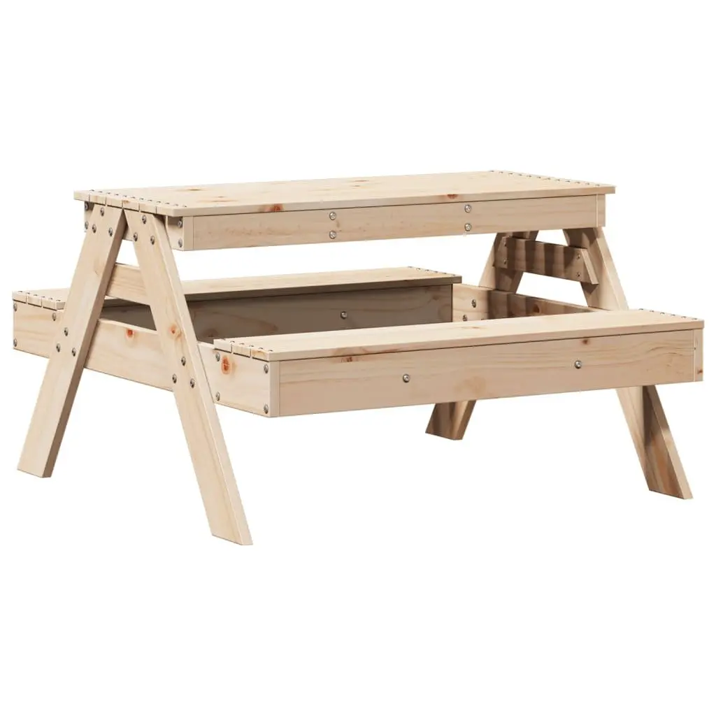 Kids Picnic Table Solid Pine Wood 88 x 97 x 52 cm Brown