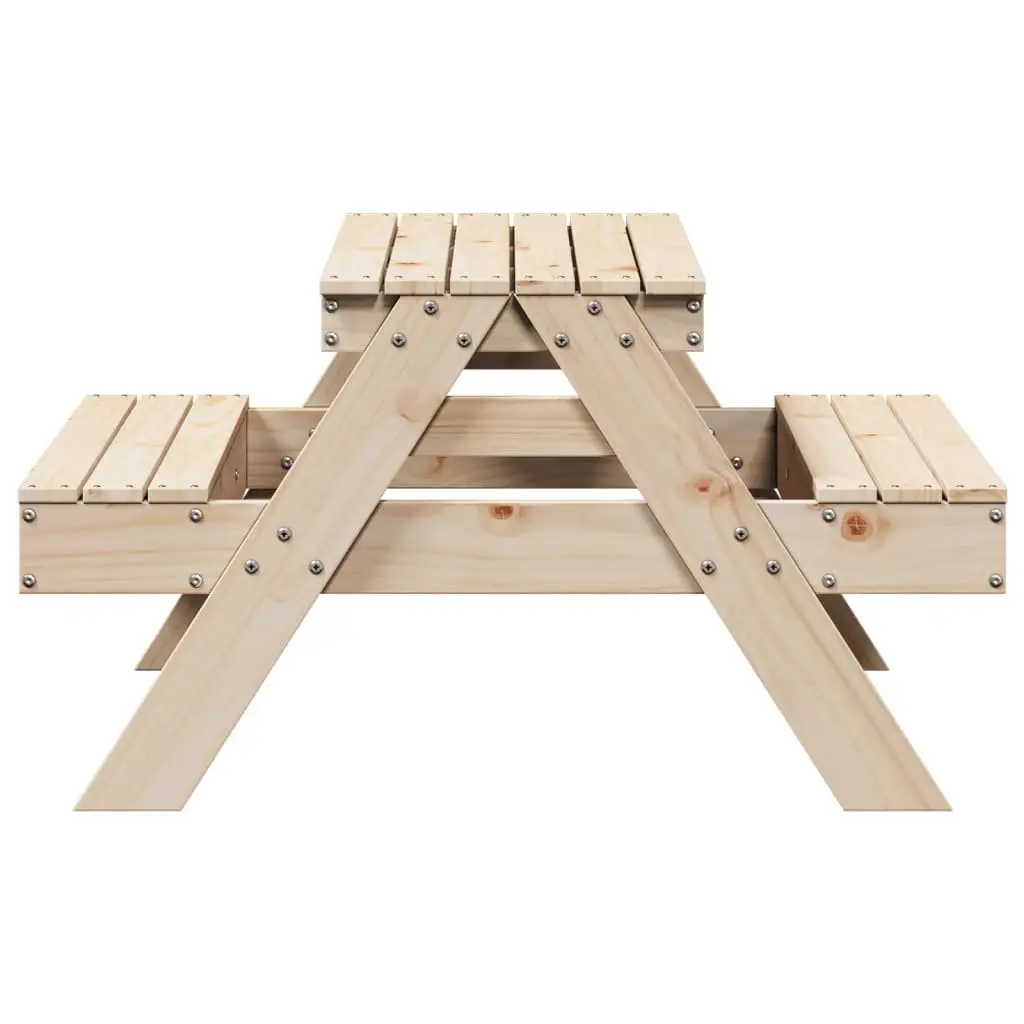 Kids Picnic Table Solid Pine Wood 88 x 97 x 52 cm Brown