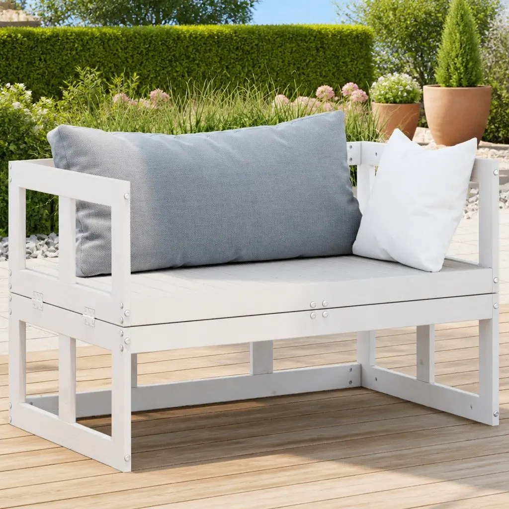 Extendable White Pine Garden Sofa Bench for Outdoor Seating