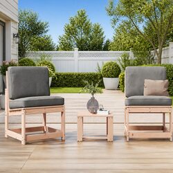 Elegant 3 Piece Solid Wood Garden Lounge Set