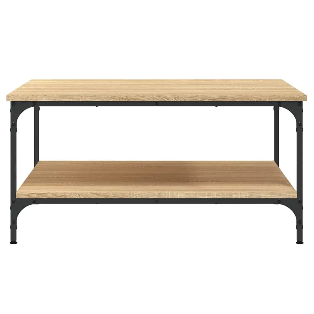 Brown Coffee Table with Storage Shelves for Living Room