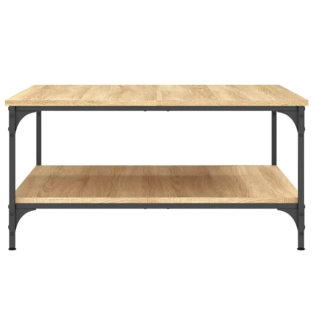 Brown Coffee Table with Storage Shelves for Living Room