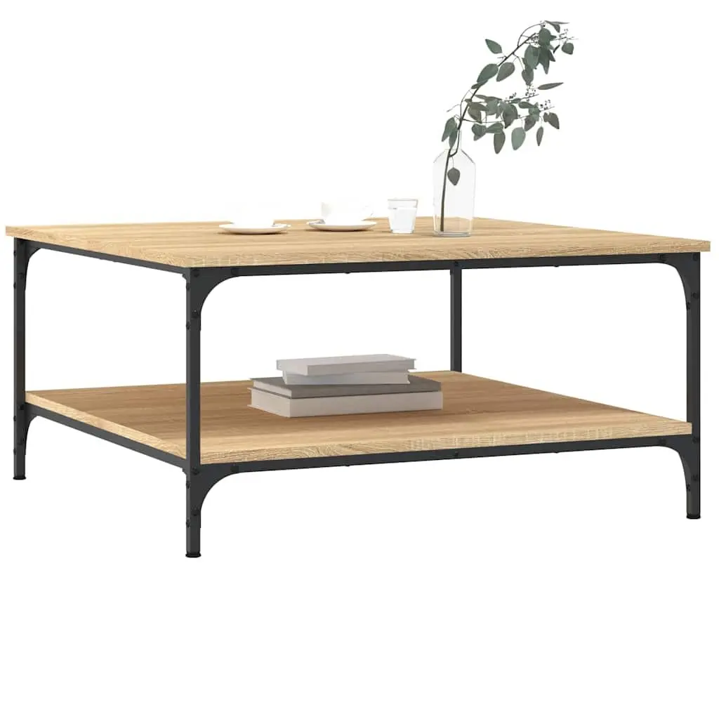 Brown Coffee Table with Storage Shelves for Living Room