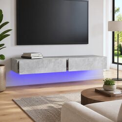 Stylish Grey TV Cabinet with RGB LED Lights 120x35x15.5cm