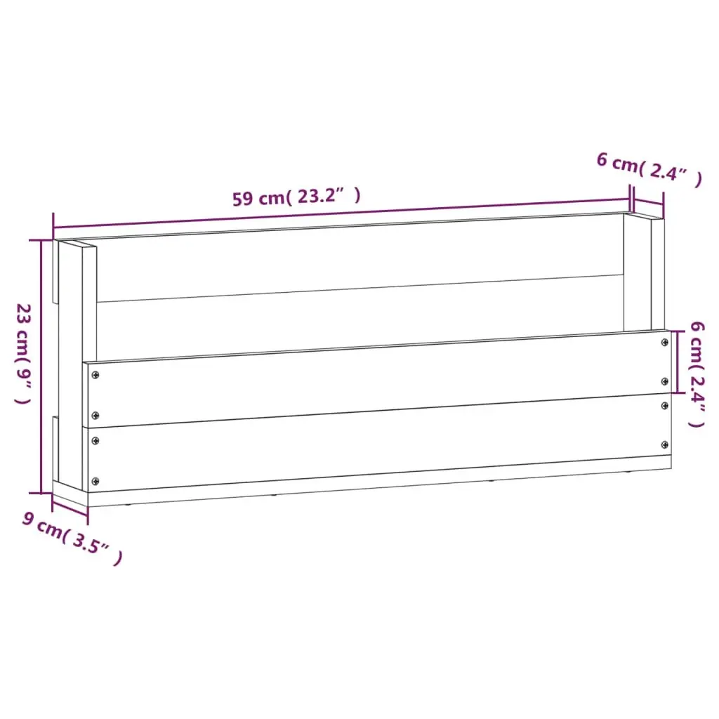 Solid Pine Wood Wall-Mounted Shoe Rack in Brown 59x9x23cm