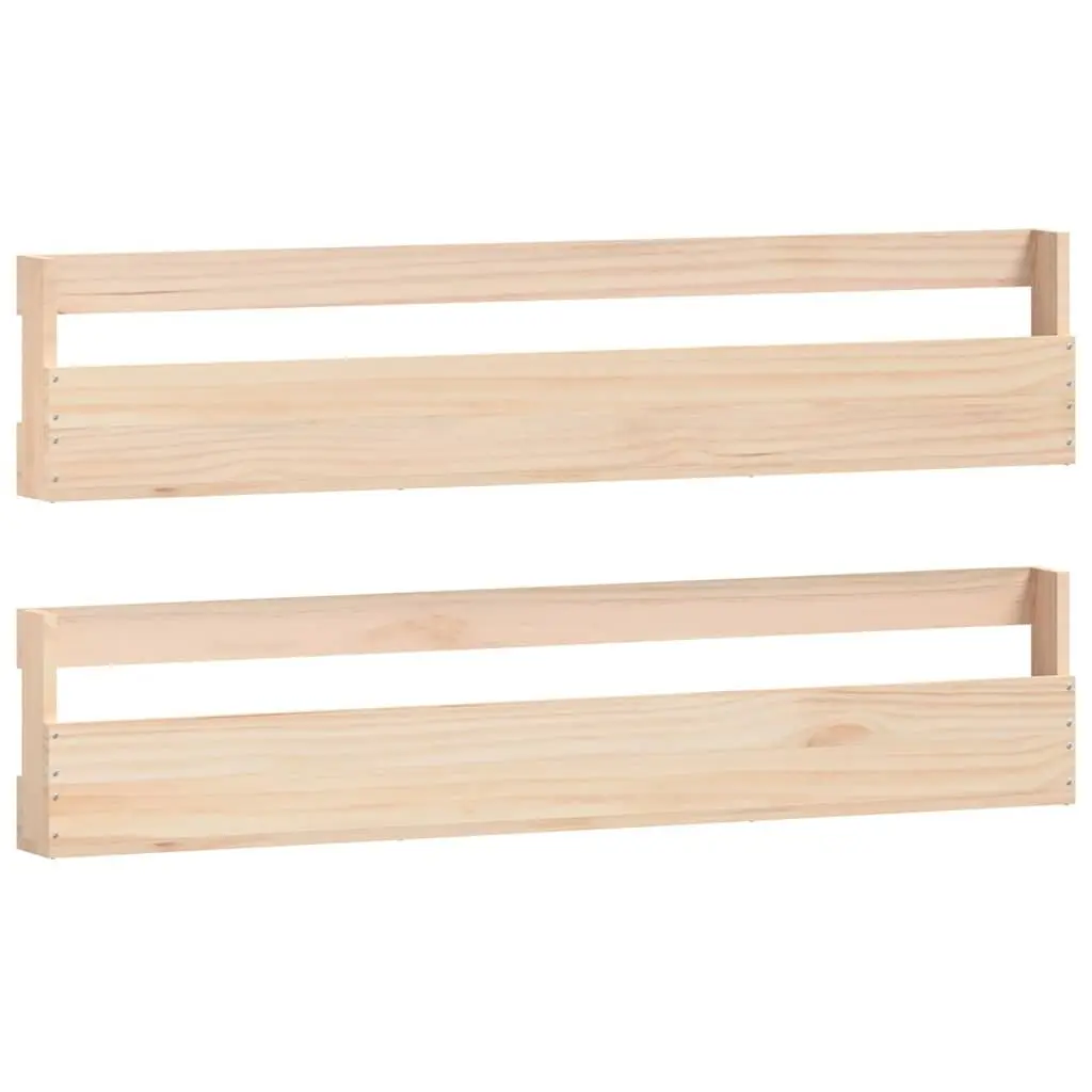 Solid Wood Pine Wall-Mounted Shoe Racks 2 Pieces Brown