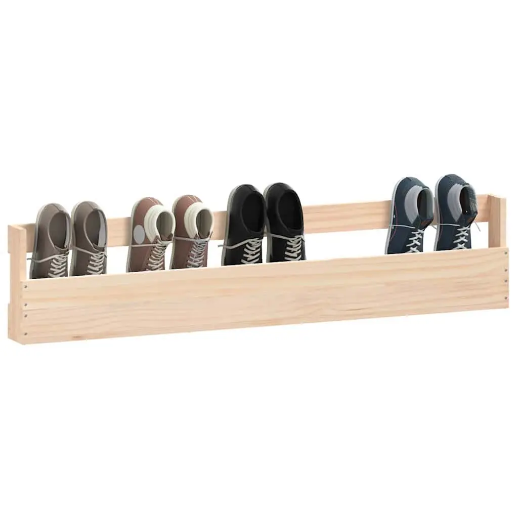 Solid Wood Pine Wall-Mounted Shoe Racks 2 Pieces Brown