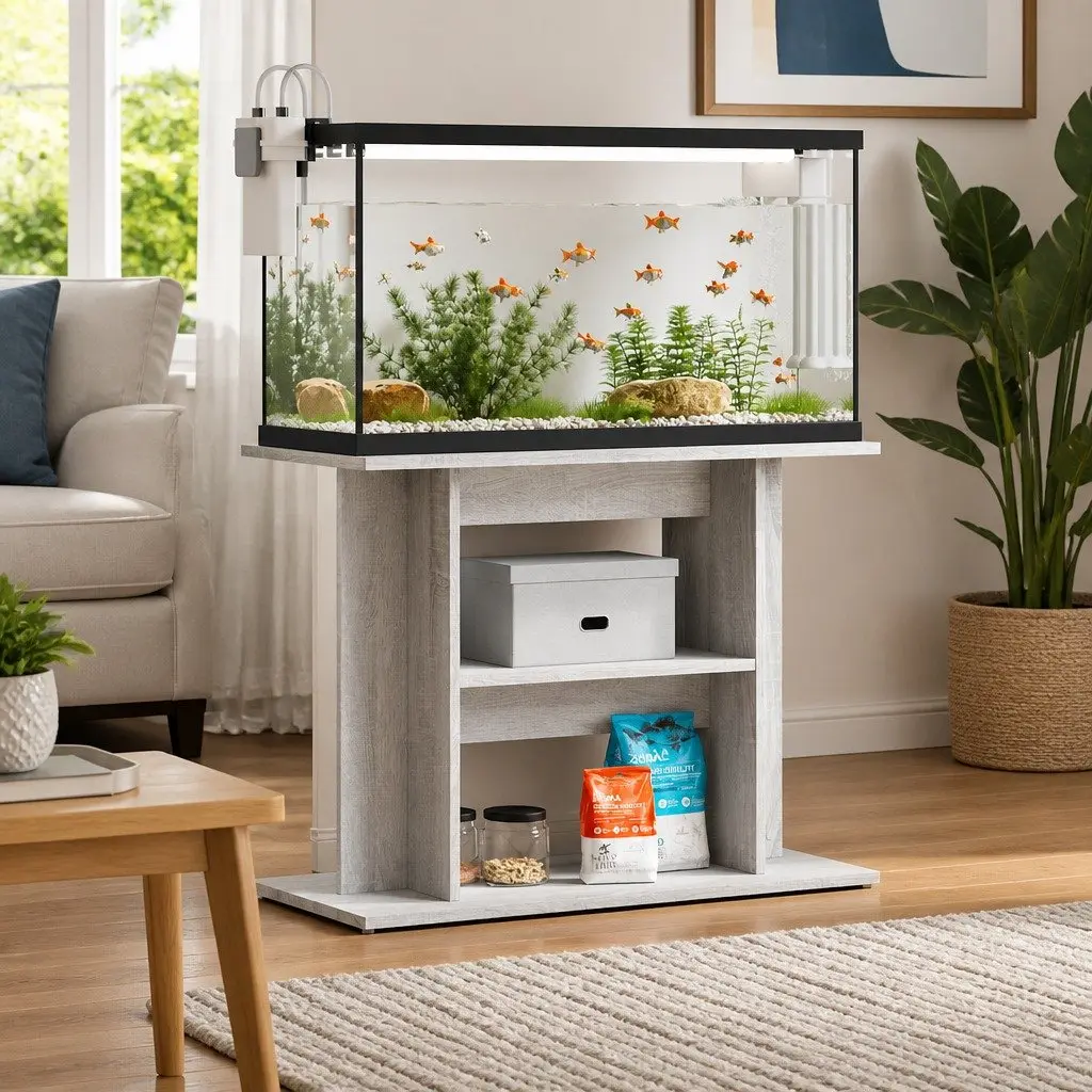 3-Tier Aquarium Stand with Grey Finish