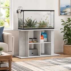 Grey Engineered Wood Aquarium Stand for Fish Tanks