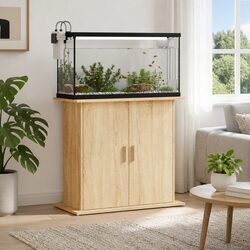 High-Quality Brown Aquarium Stand with Storage Compartment