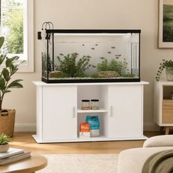 Sturdy White Aquarium Stand with Storage Shelves 121x41x58cm