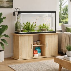 Sturdy Brown Engineered Wood Aquarium Stand with Storage