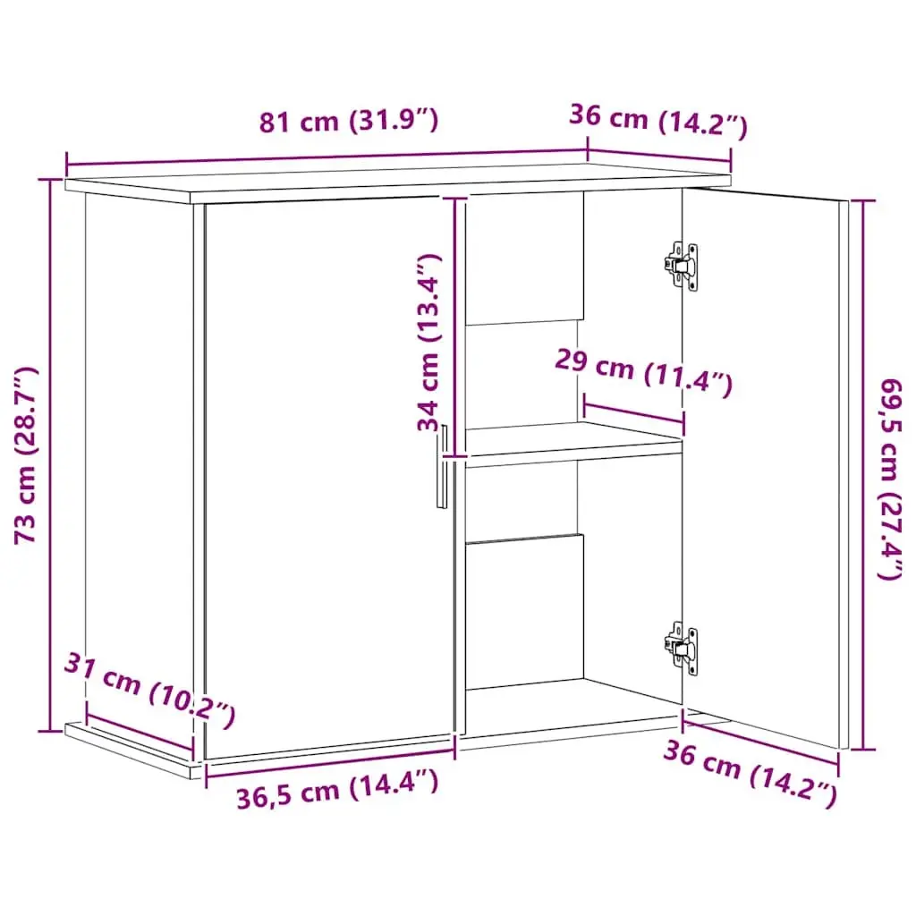 Aquarium Stand Engineered Wood 81x36x73 cm White