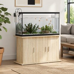 Sturdy Brown Wood Aquarium Stand with 6 Storage Compartments