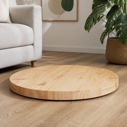 50cm Round Solid Wood Table Top in Brown Pine