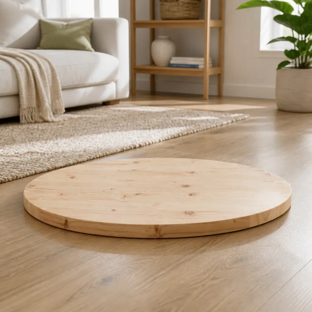 Round Pine Wood Table Top Ø80cm x 3cm Brown