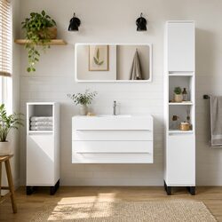 Wall-Mounted Bathroom Cabinet with Mirror in White