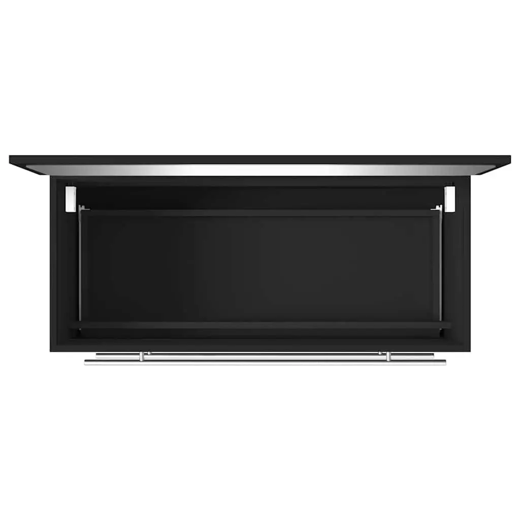 Black Engineered Wood Bathroom Cabinet with Mirror