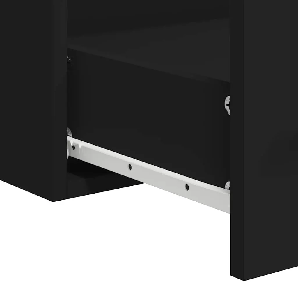 Black Engineered Wood Bathroom Cabinet with Mirror