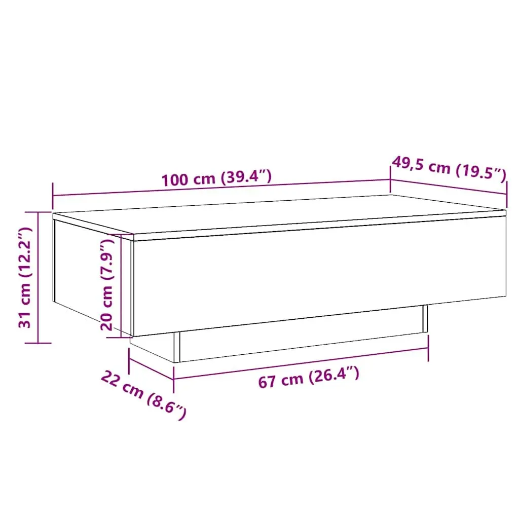 Coffee Table White Modern Design Living Room Accent Furniture Engineered Wood