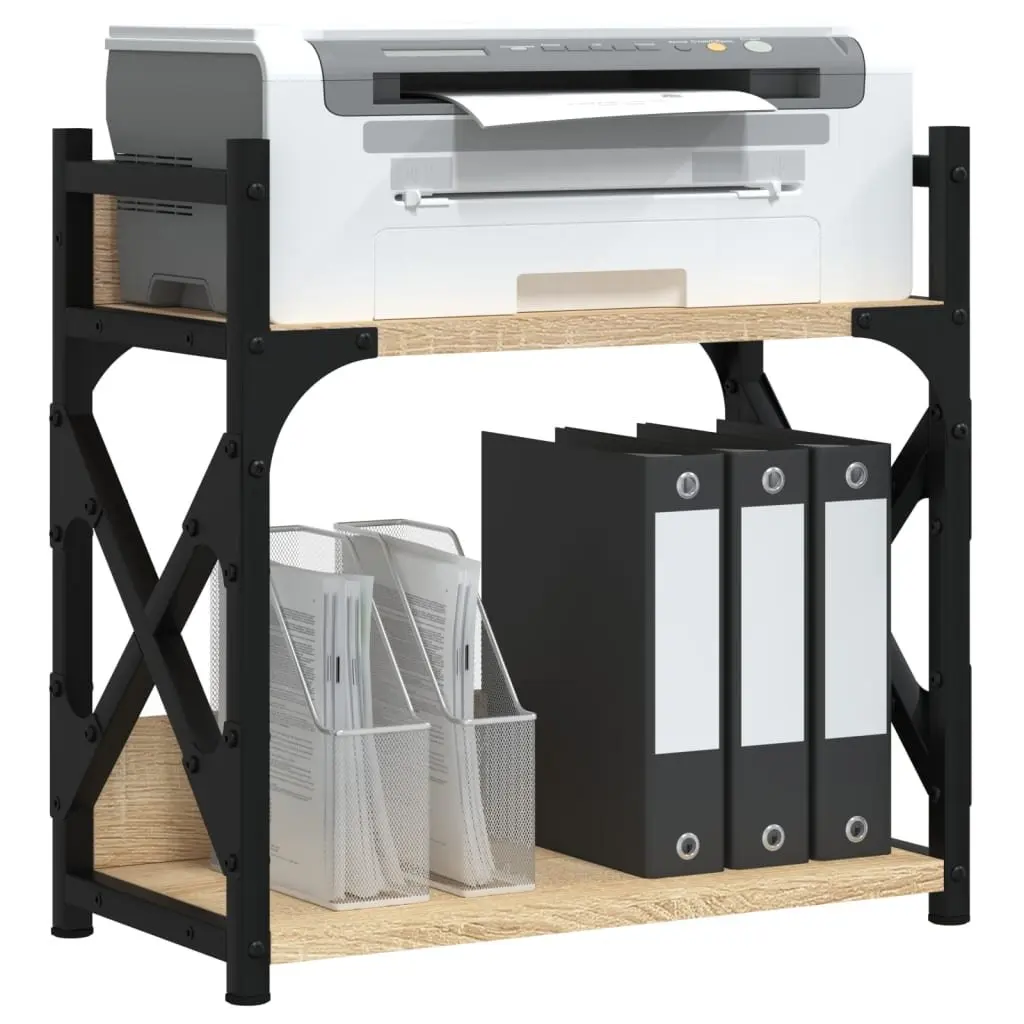 2-Tier Printer Stand Engineered Wood Metal Frame Brown 40 x 20 x 40 cm