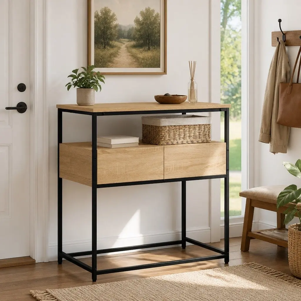 Console Table Sonoma Oak Entryway Hallway Living Room Accent Furniture Storage