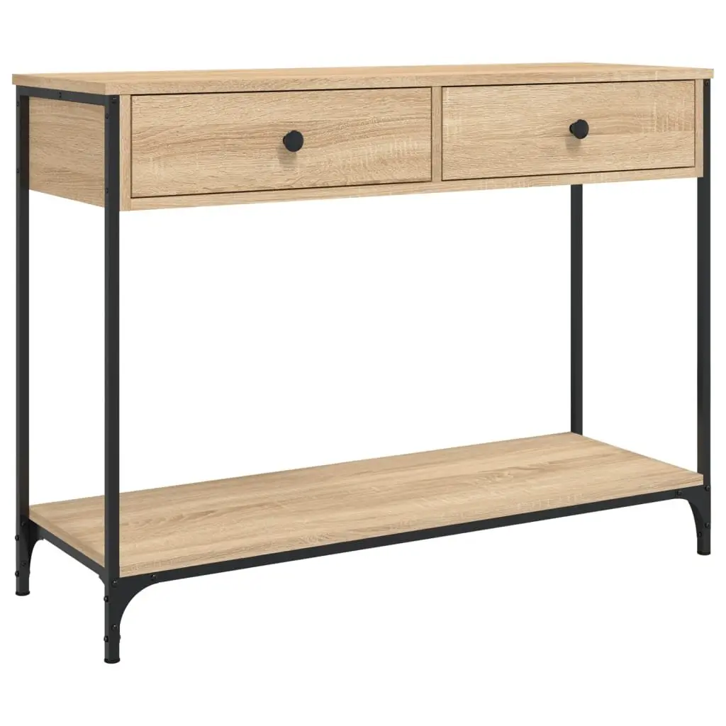 Sonoma Oak Brown Console Table with Metal Frame