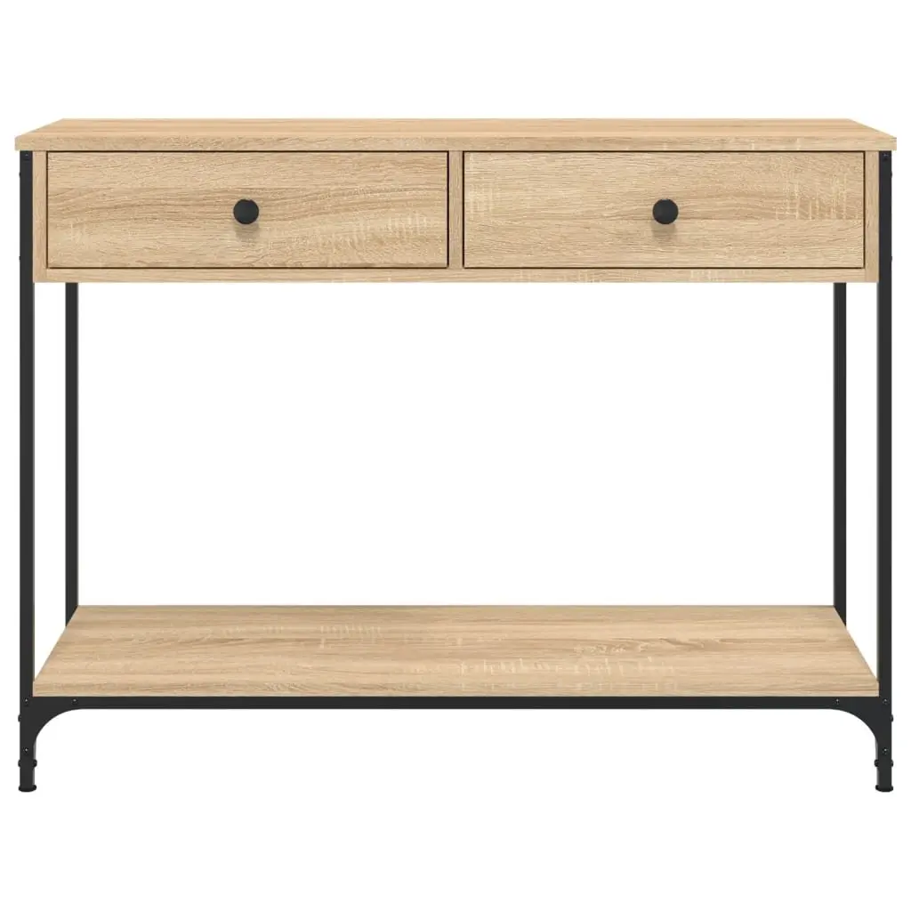 Sonoma Oak Brown Console Table with Metal Frame