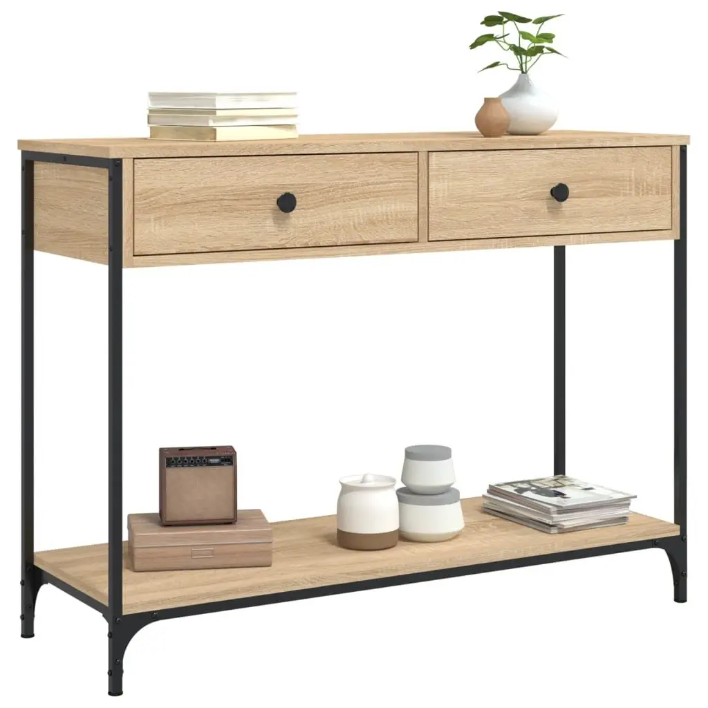 Sonoma Oak Brown Console Table with Metal Frame