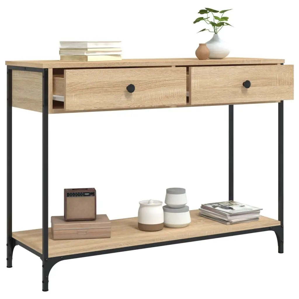 Sonoma Oak Brown Console Table with Metal Frame
