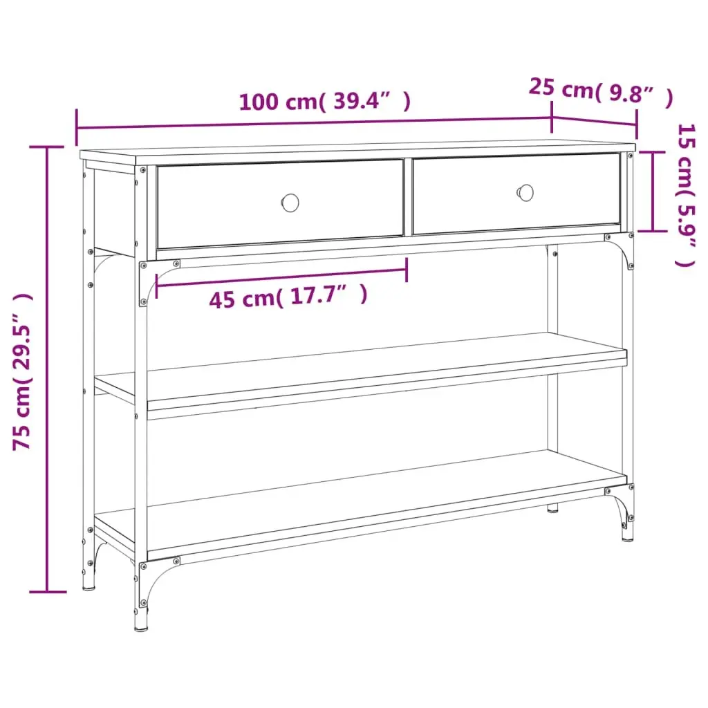 Grey Console Table for Entryway and Living Room