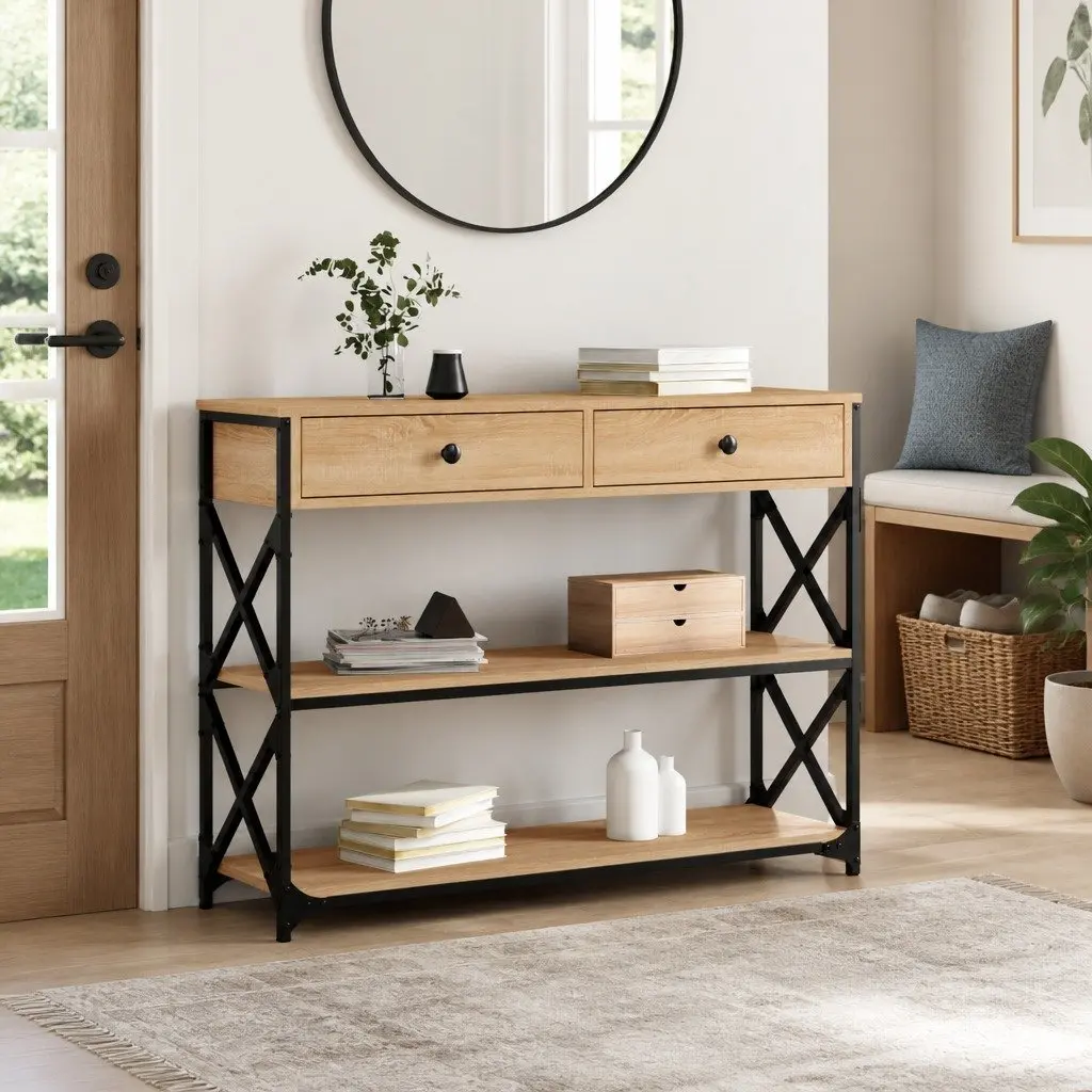 Sonoma Oak Console Table for Storage and Style