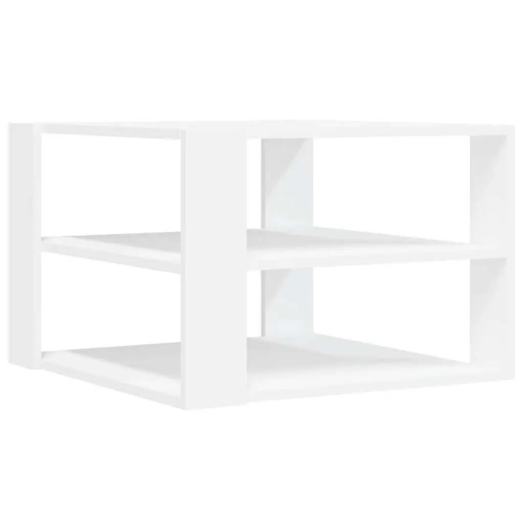 White Coffee Table with 3-Tier Open Shelf