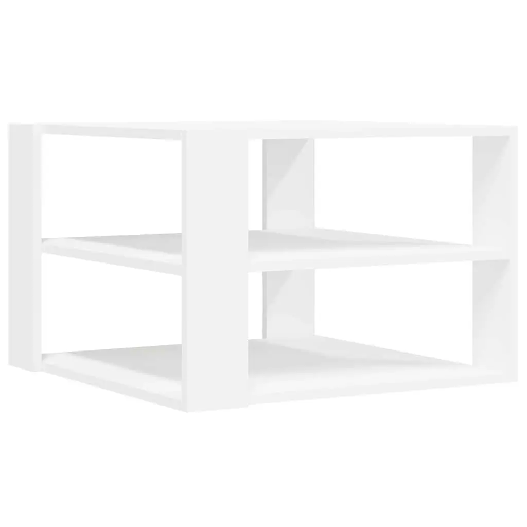 White Coffee Table with 3-Tier Open Shelf