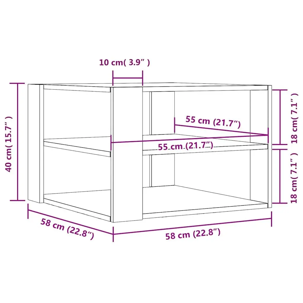 White Coffee Table with 3-Tier Open Shelf
