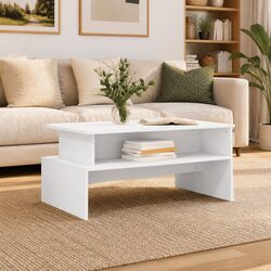 Durable White Coffee Table with Storage Space