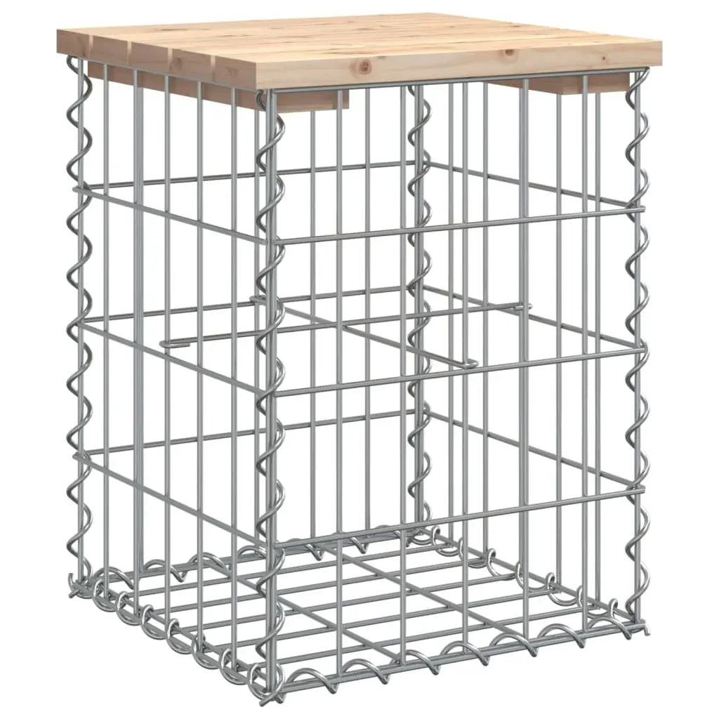 Solid Wood Garden Bench with Gabion Base
