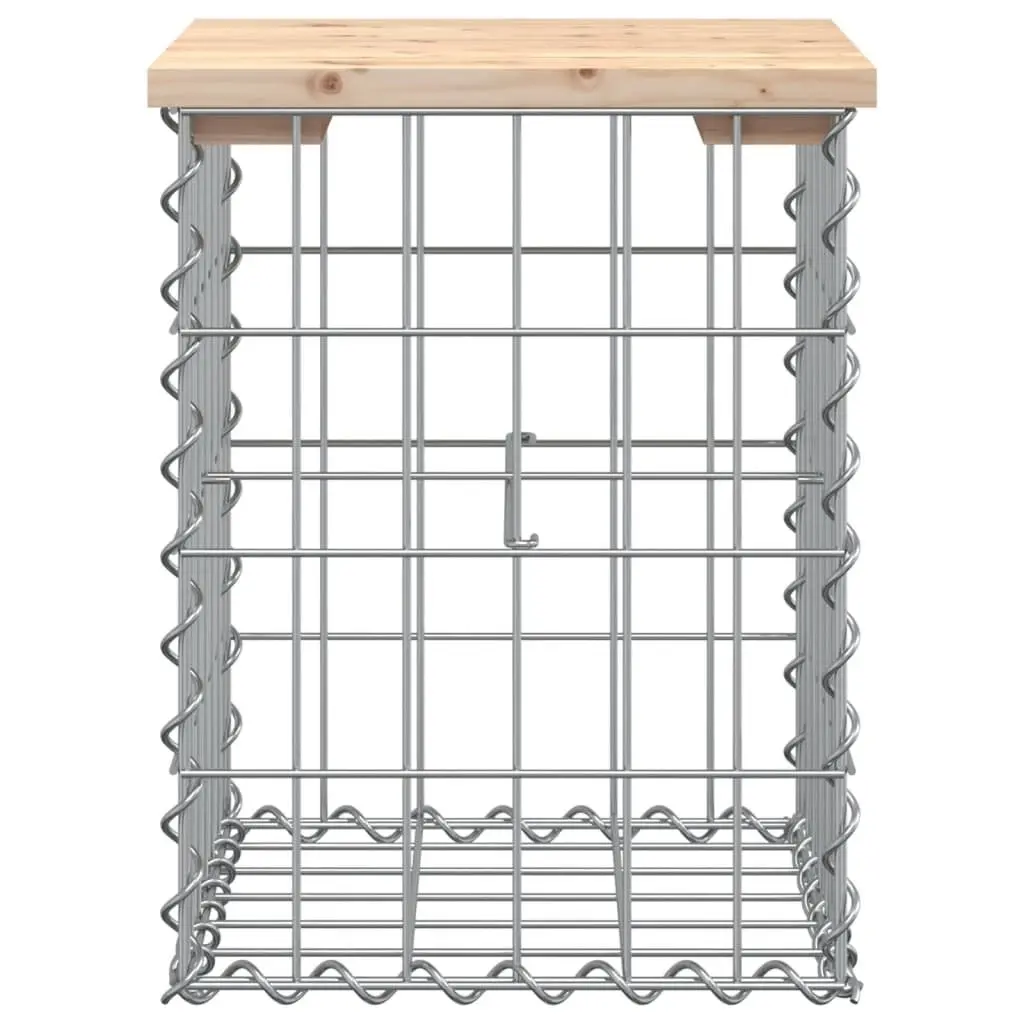 Solid Wood Garden Bench with Gabion Base