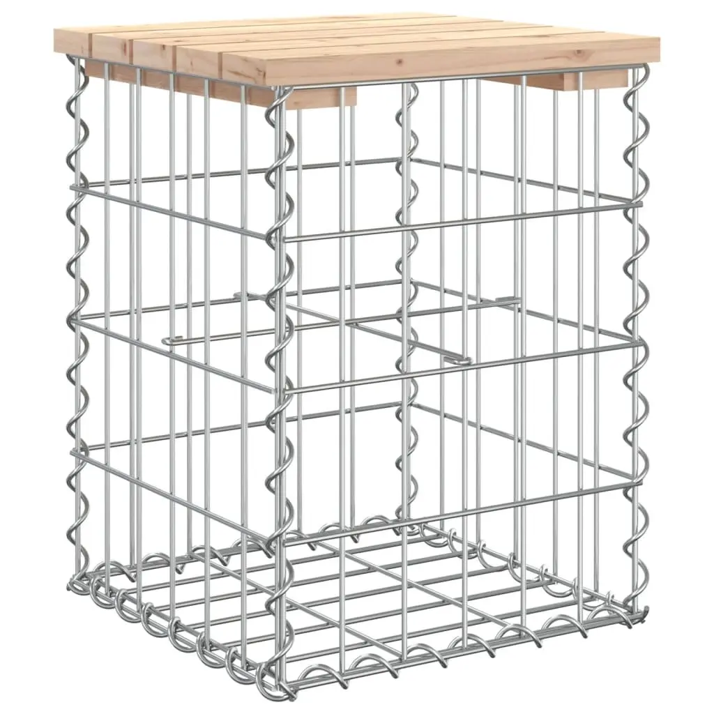 Solid Wood Garden Bench with Gabion Base