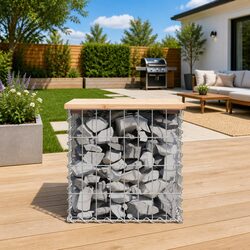 Sturdy Gabion Garden Bench with Solid Pine Wood