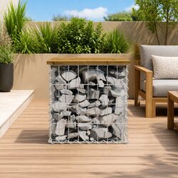 Sturdy Garden Bench with Gabion Base and Pinewood Seat