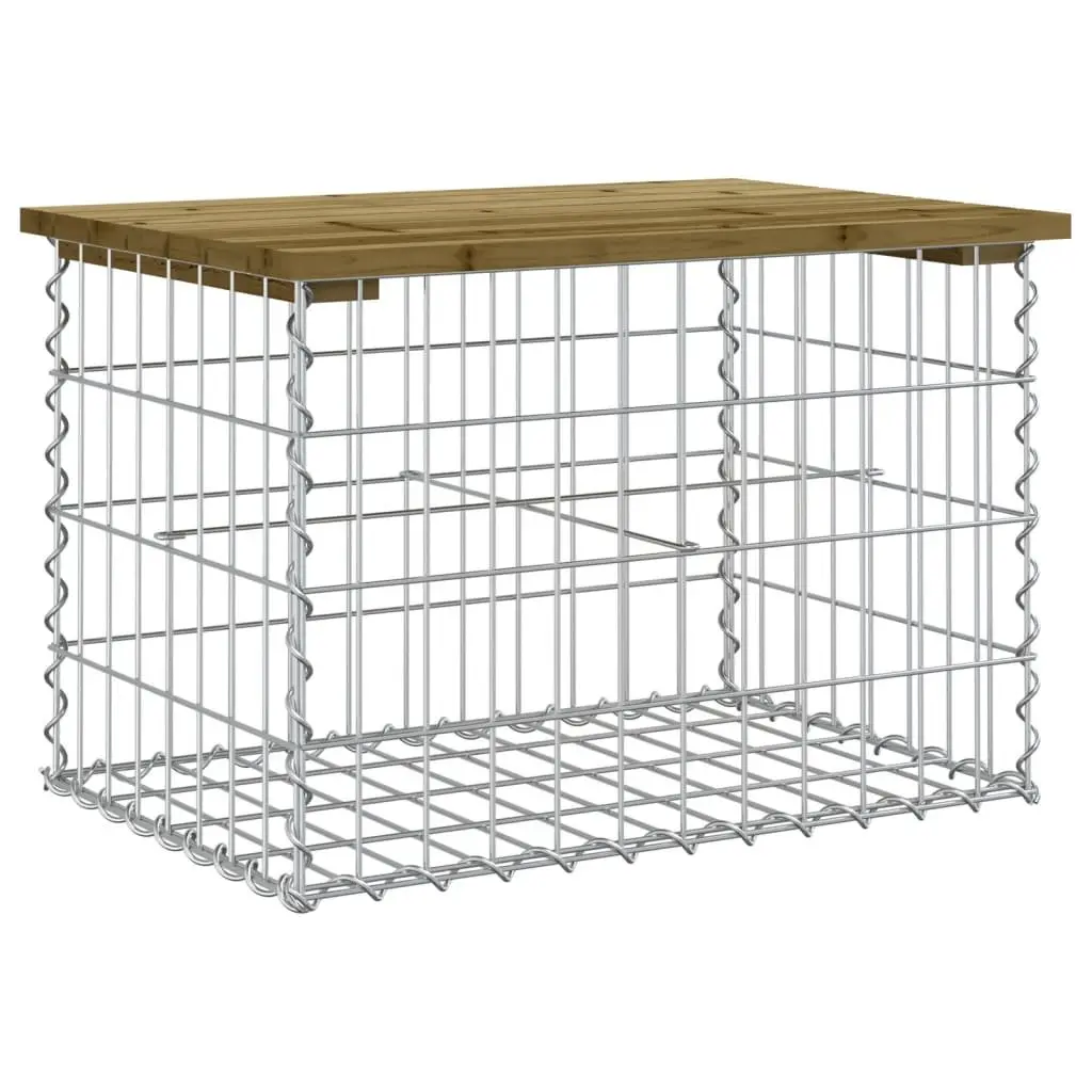 Garden Bench Outdoor Seating Gabion Design Impregnated Pinewood Brown 63x44x42cm